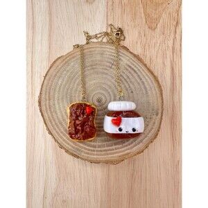 Chocolate Spread Toast Friendship Necklaces BFF, Polymer Clay Kawaii Food Charm